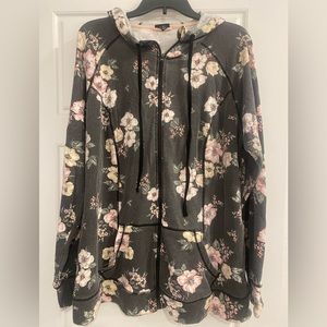 Torrid Size 3 Floral zip up hooded jacket